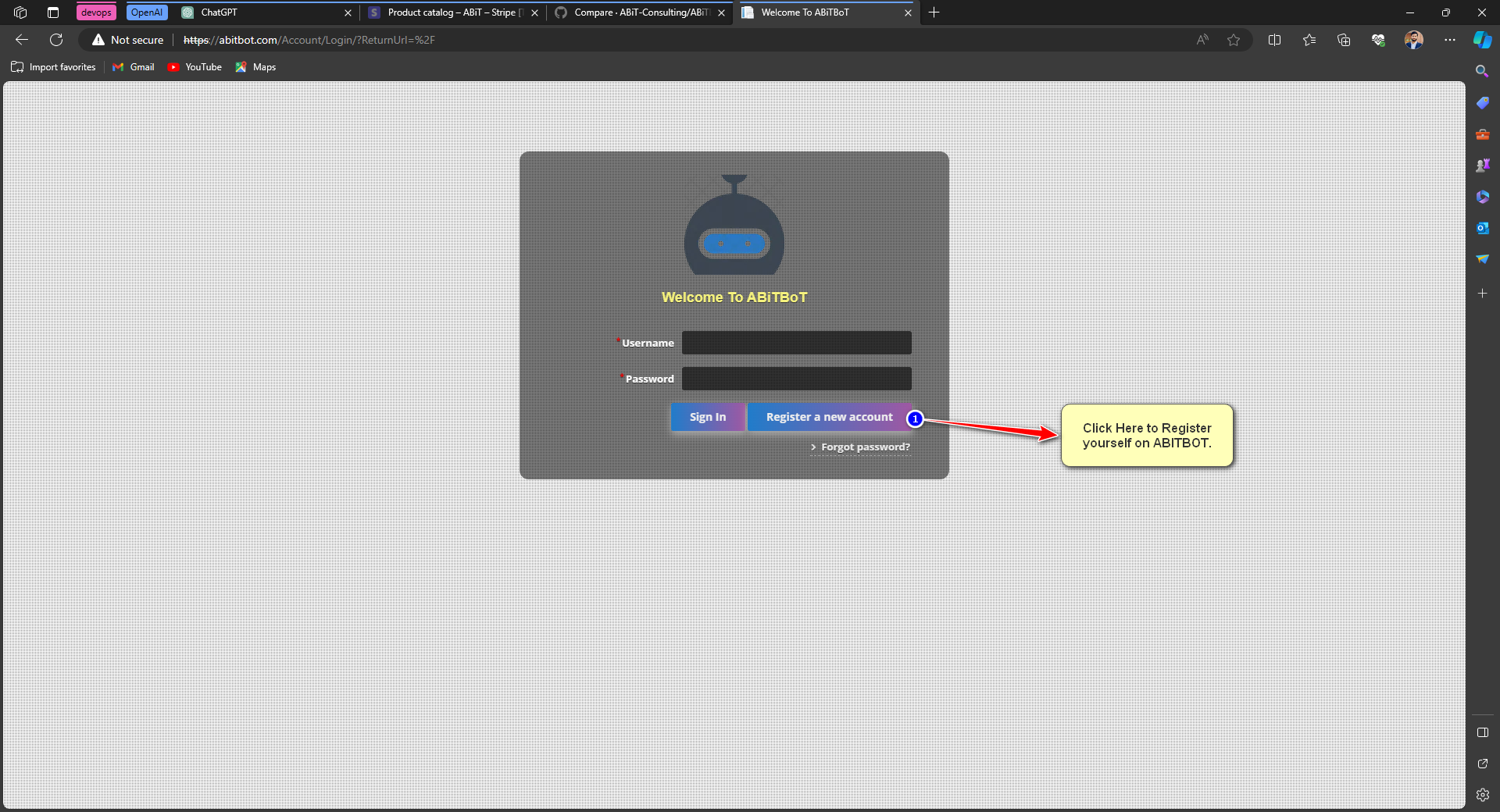 Registration Page Navigation