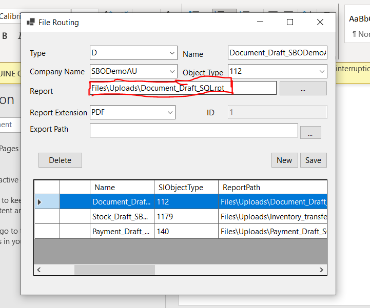 SetUp Reports