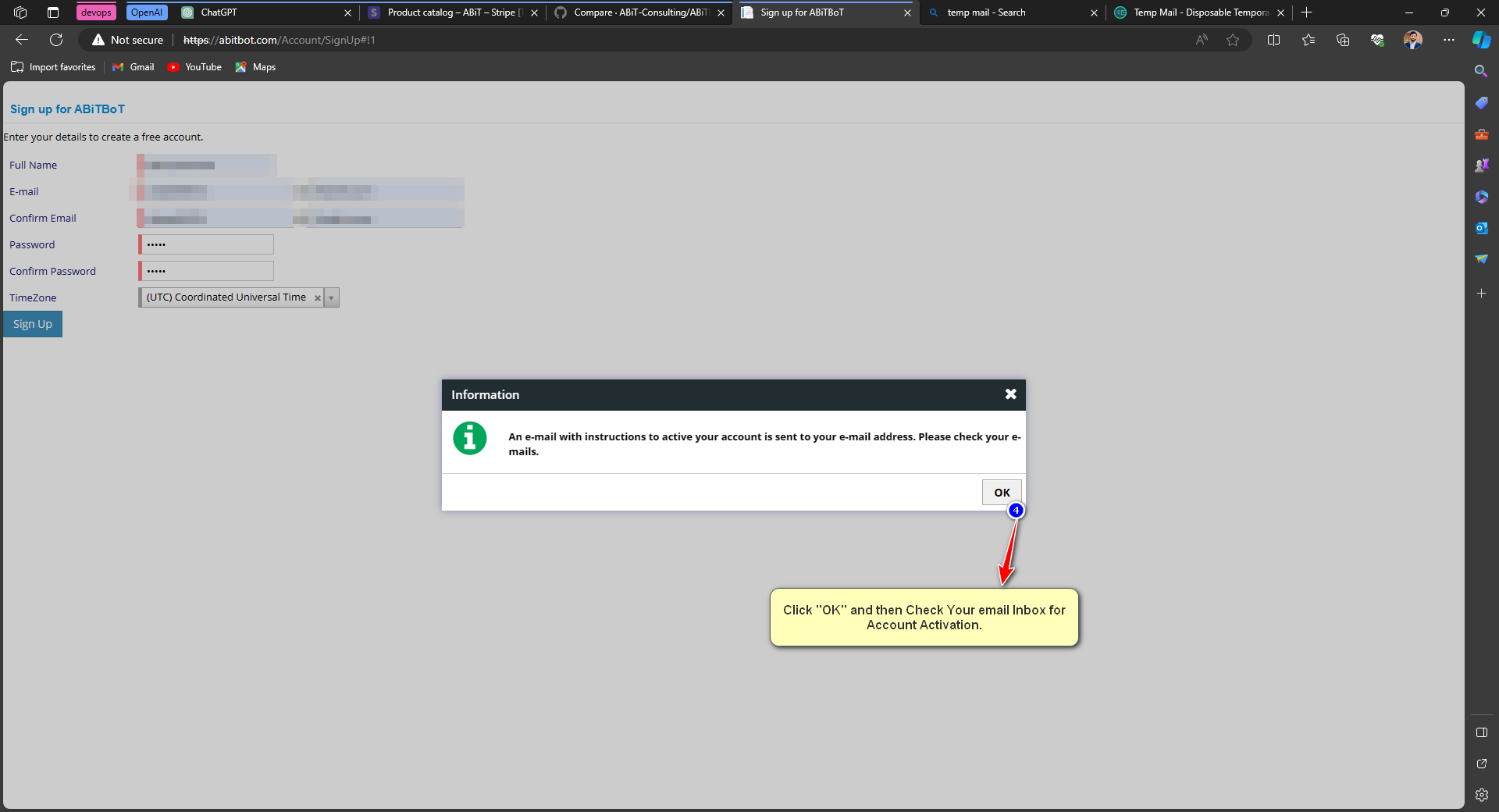 Email Activation Screenshot